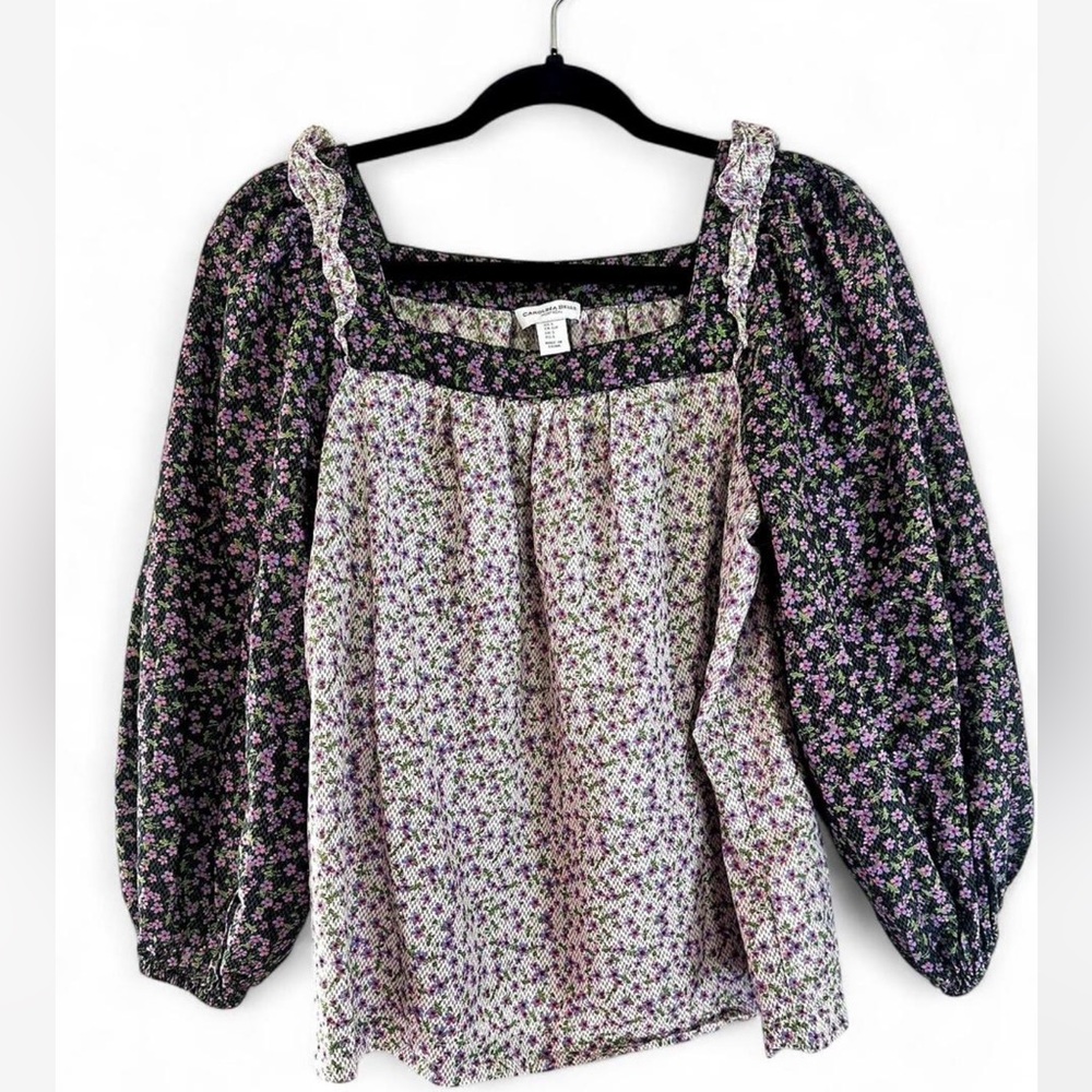 Carolina Belle Black and Purple Floral Blouse